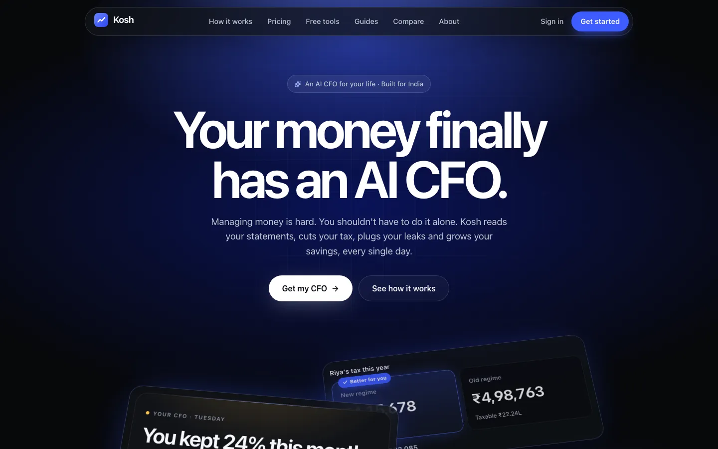 Kosh landing page