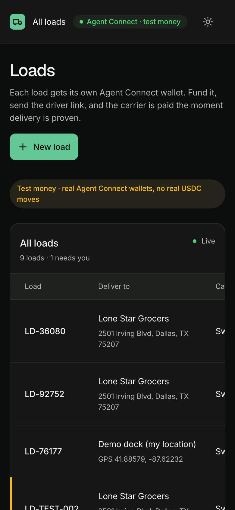 LoadWallet on mobile