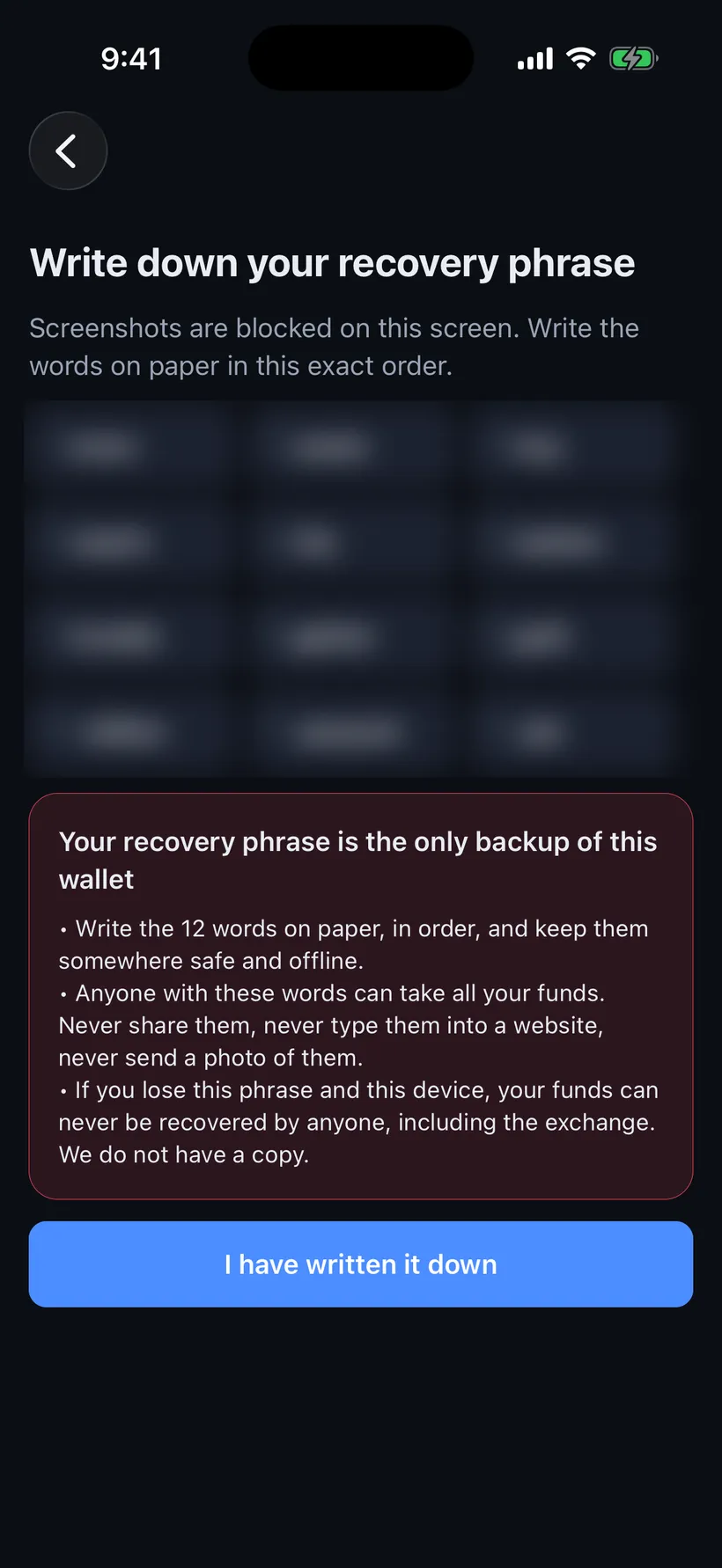 Recovery phrase